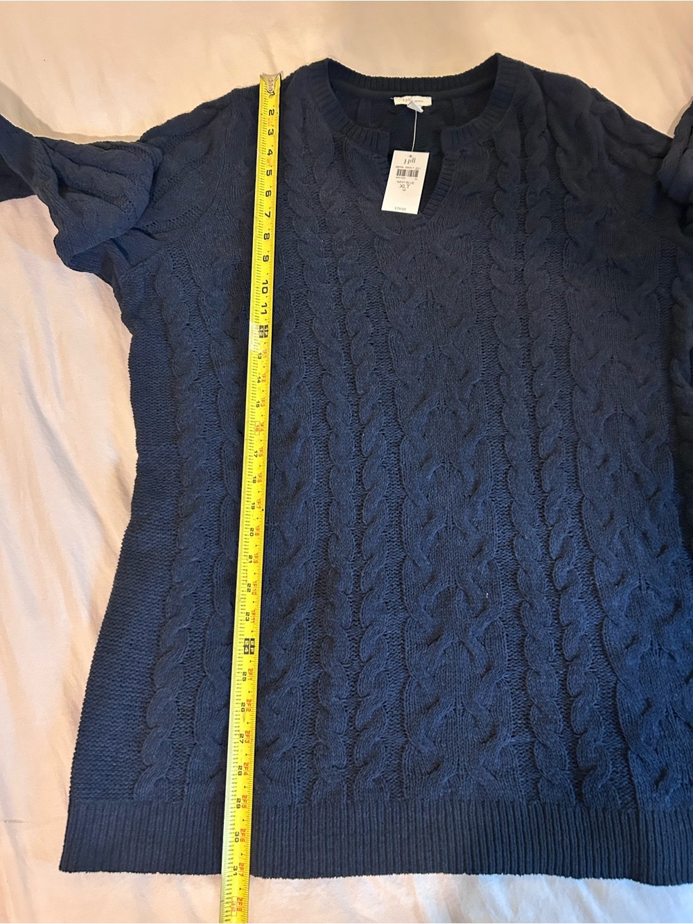 J.Jill Navy Blue Chenille Cable-Knit Tunic Sweater NWT XL Tall